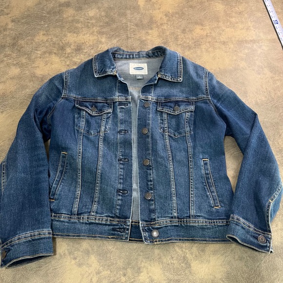 Old Navy Jackets & Blazers - Old Navy Denim Jacket Womens Medium Dark Wash Stretch Trucker Jean Jacket 3745